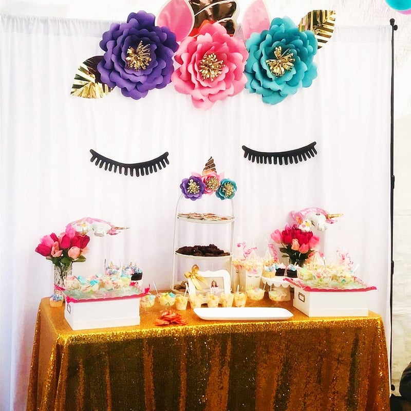 Poise3EHome 8FT x 8FT White Sequin Photography Backdrop Curtain for Party Decoration, White - Image 2